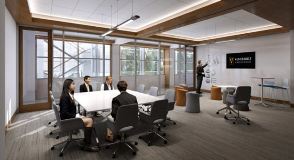 A second-floor small classroom, after renovations to the Eskind Biomedical Library. (Rendering by Hasting Architectural Associates)