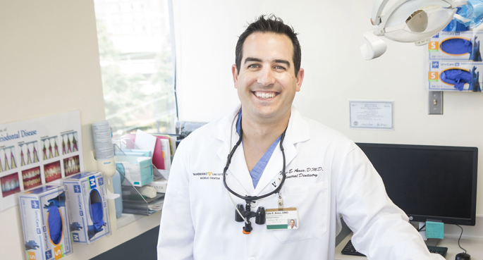 Tyler Ames, DMD, designs customized oral stents for head and neck cancer patients.