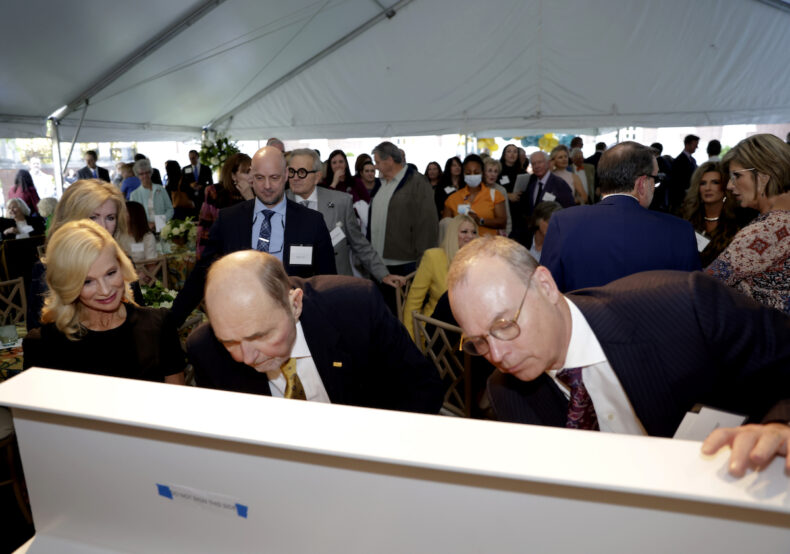 VUMC held an event in late October announcing the naming of the tower after Jim Ayers. Guests celebrated by signing a beam that will be permanently displayed inside the Jim Ayers Tower. (photo by Donn Jones)