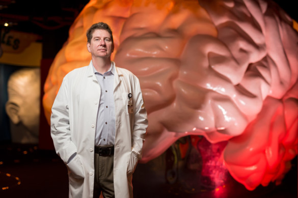 David Sweatt was photographed at the Brain Blast exhibit at Nashville's Adventure Science Center. (Joe Howell/Vanderbilt)