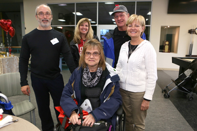 Heart transplant patient Mary Thomas, seated, with, from left, her husband, Aled, Karen Tacket and the parents of her donor, John and Martha Rhoads. (photo by Anne Rayner)