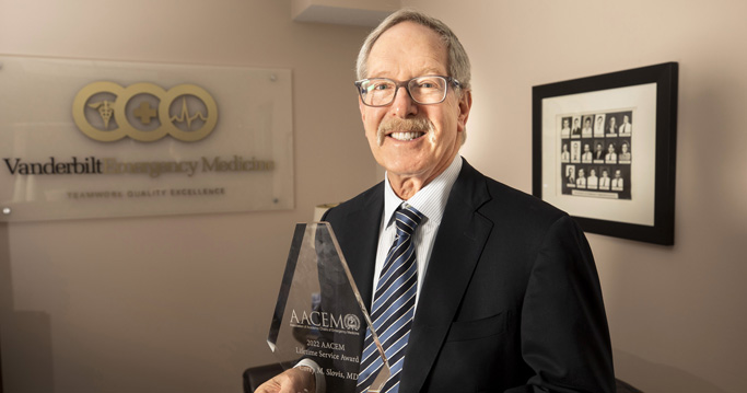 Corey Slovis, MD, recently received the Lifetime Service Award from the Association of Academic Chairs of Emergency Medicine.