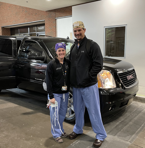 Emily Sandhaus, RN, and Chris Schwartz, RN, are pre-transplant coordinators for the Vanderbilt Transplant Center.