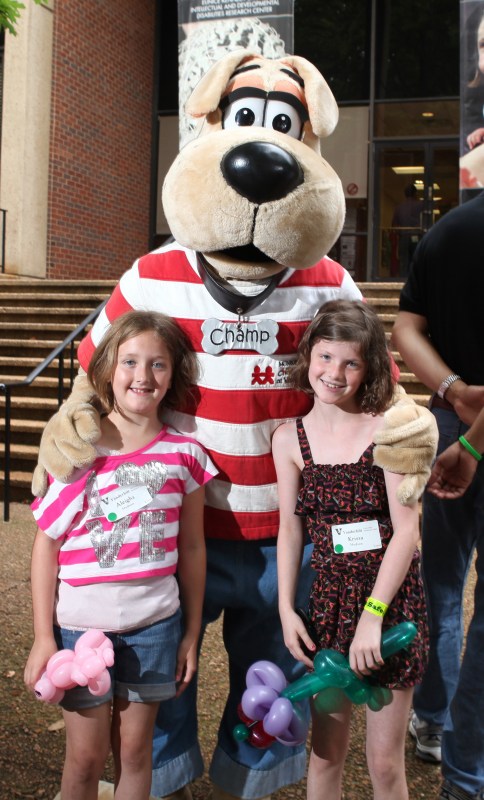 Champ was on hand at the reunion, here with Aleigha, left, and Krissa hudson. The sisters' mother, Susan Hudson, received a liver transplant. (photo by Susan Urmy)