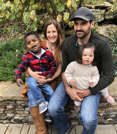 Parents Erin and Mark Harrison with two of their children, Alex and Kathryn.
