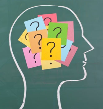 Human brain and colorful question mark