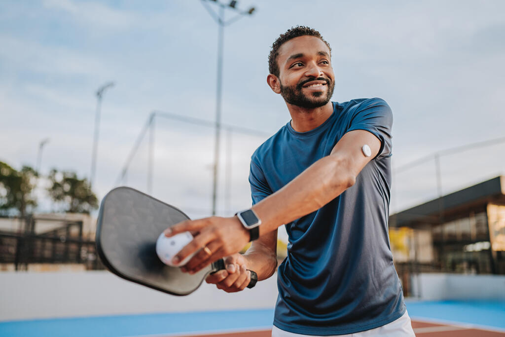 A person with diabetes practicing pickleball