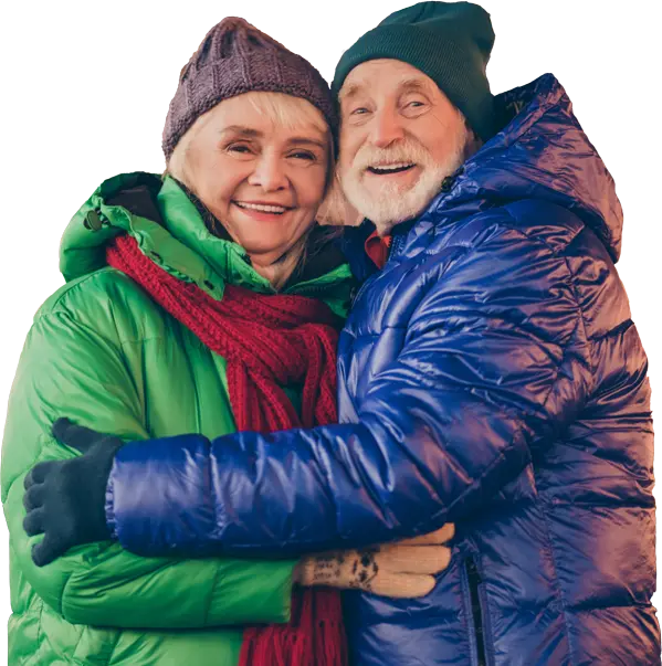 Woman and man hugging