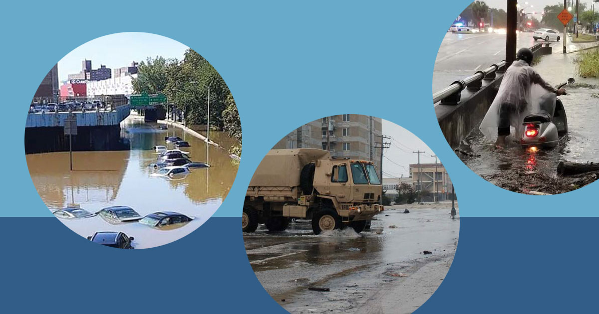 Flooded streets and neighborhoods