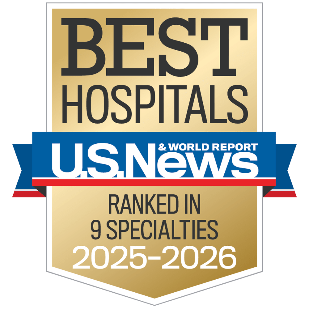Top ranked hospital according to U.S. News & World Report, in 9 specialties for the 2025-2026