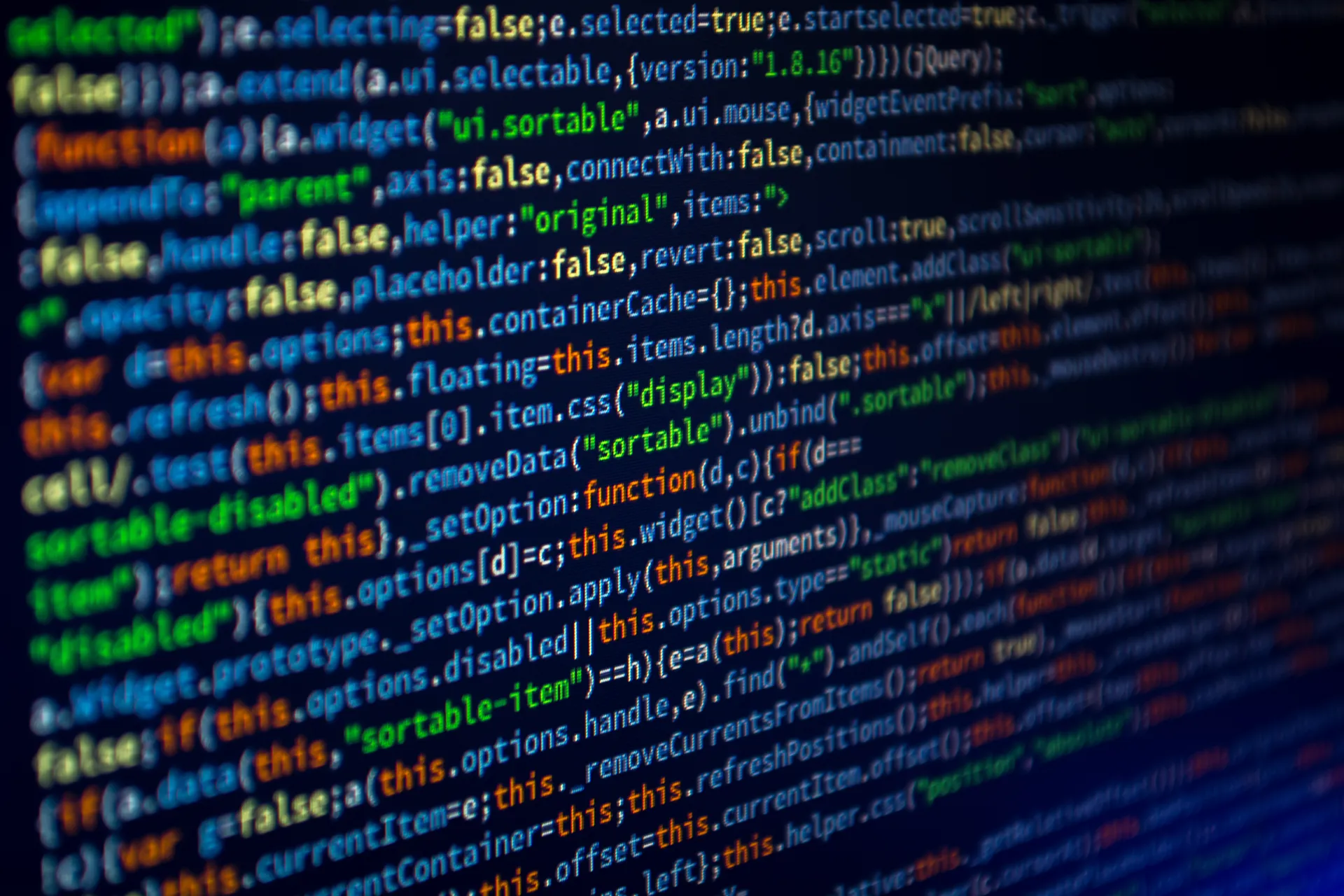 Monitor screen with code