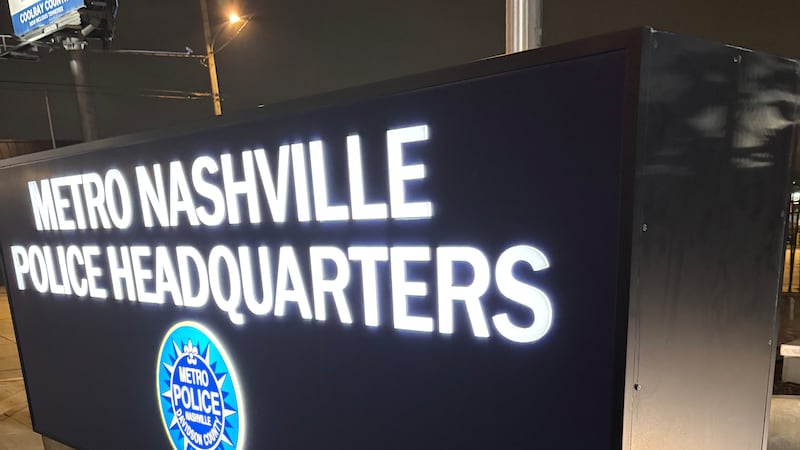 A man crashed into MNPD headquarters sign early Saturday morning.