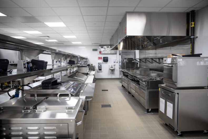 New cooking appliances are part of the renovated Vanderbilt University Hospital kitchen. (photo by Erin O. Smith)