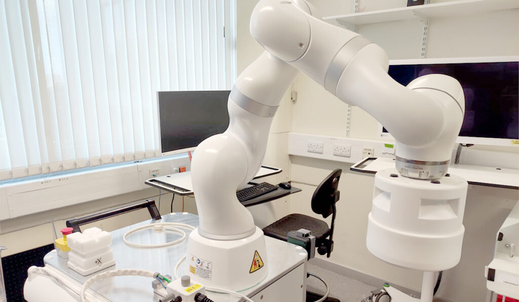 Large white robotic colonoscopy device