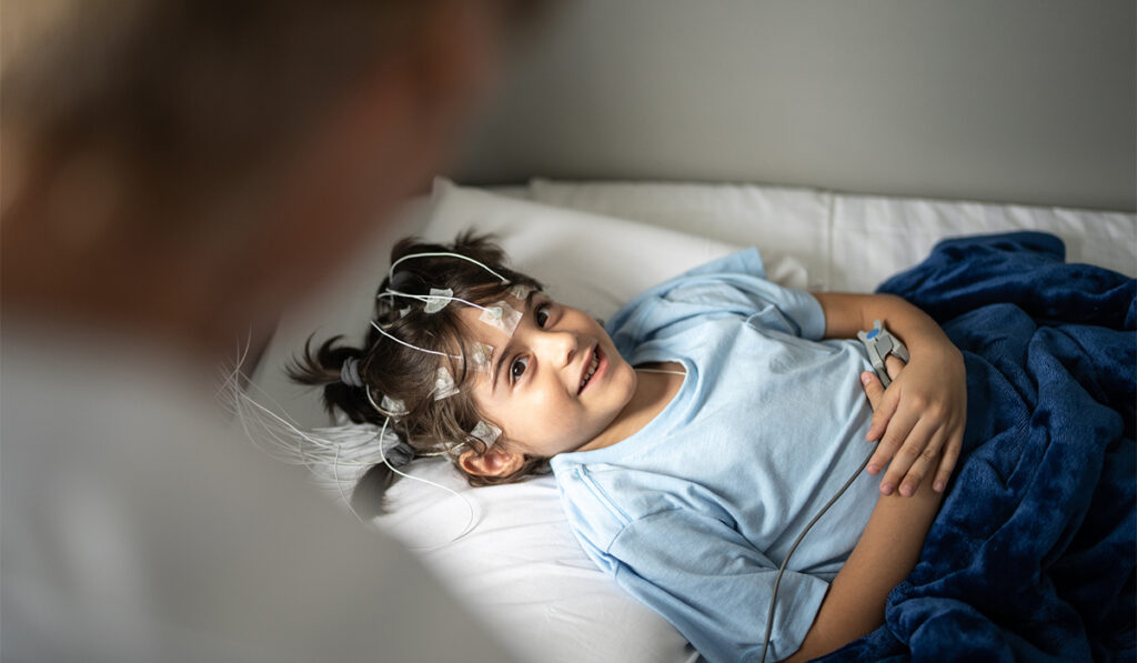 Child with EEG monitoring