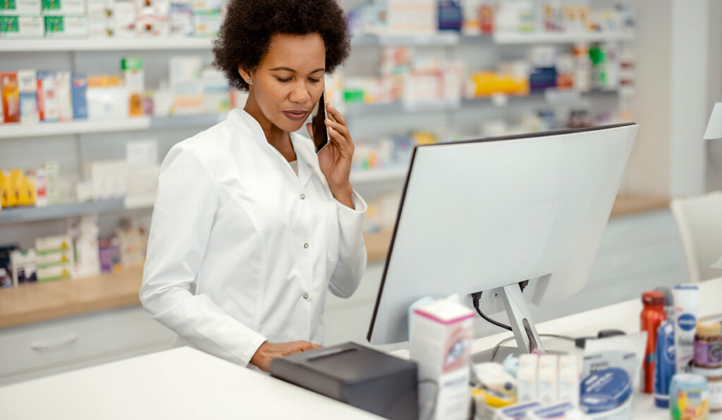 Pharmacist on phone