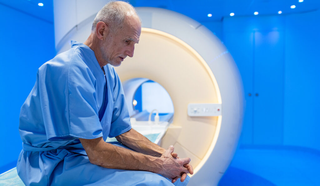 older adult waiting for MRI