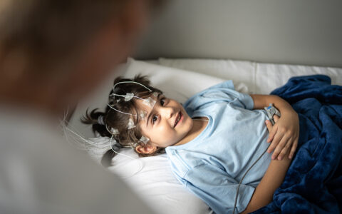 Child with EEG monitoring