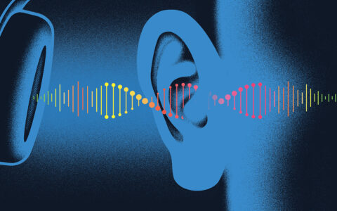 Illustration of music soundwaves and genes