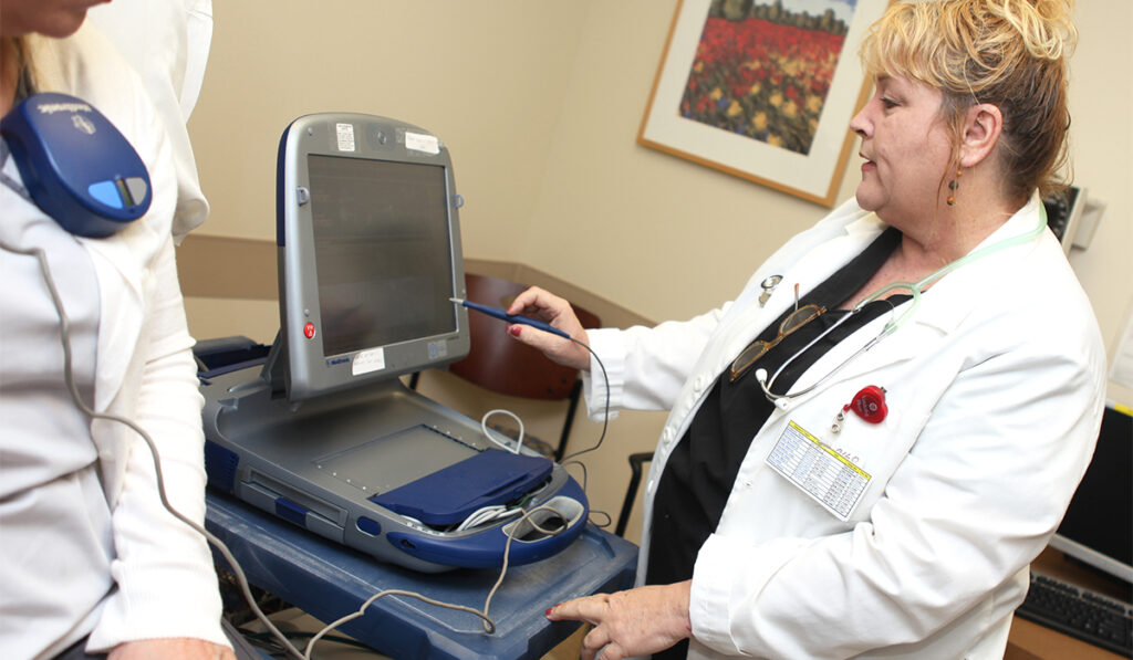 Physician interacting with patient