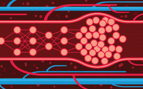 Illustration of blood forming a clot in a vein