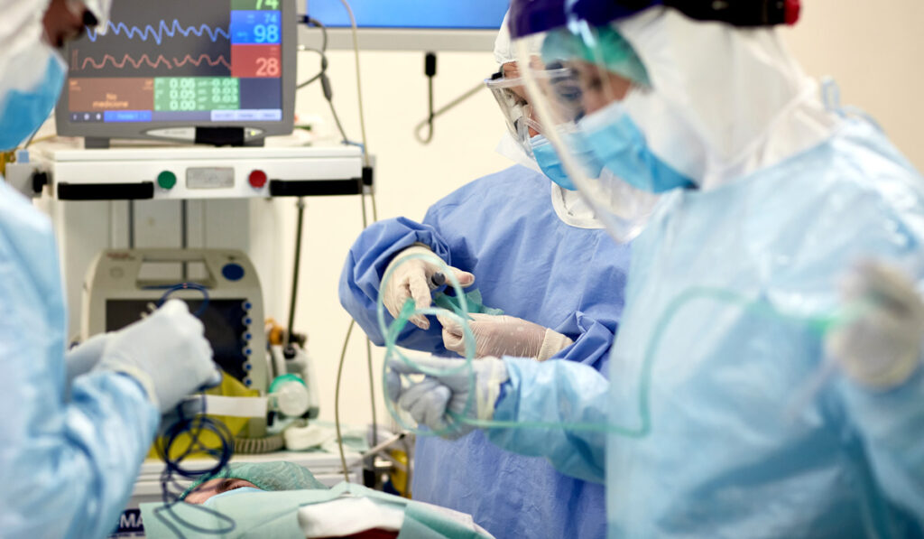 Doctors performing surgery