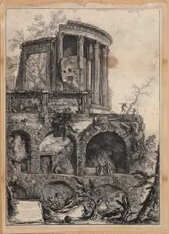 Francesco Piranesi (Italian, ca. 1756–1810), 'Altra Veduta del Tempio della Sibilla in Tivoli' ['Another View of the Temple of the Sibyl in Tivoli'], from Vedute di Roma [Views of Rome], 1761, etching. Sullivan Memorial Collection.