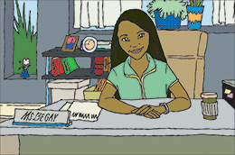 Teacher at her desk
