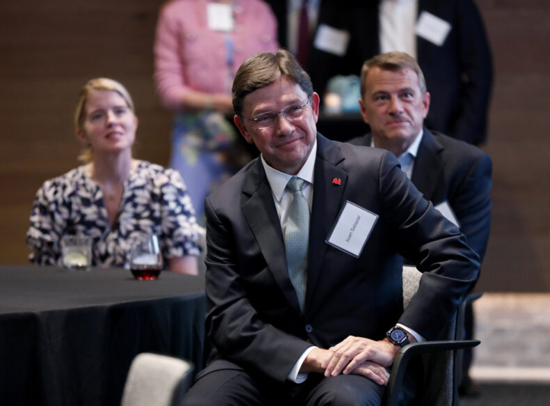 Juan C. Salazar, MD, MPH, at the reception welcoming his as the new chair of the Department of Pediatrics. (photo by Donn Jones)