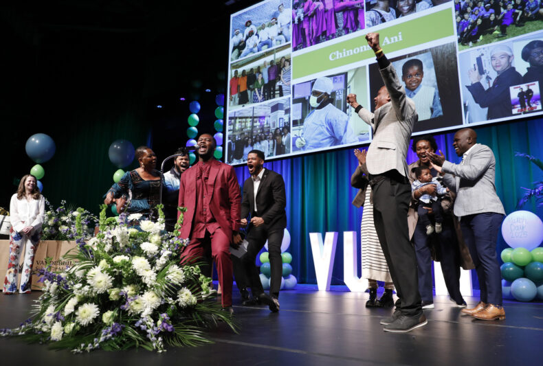 Chinonso Ani celebrates at Match Day after learning he is going to Emory University for his residency in interventional radiology. (photo by Donn Jones)