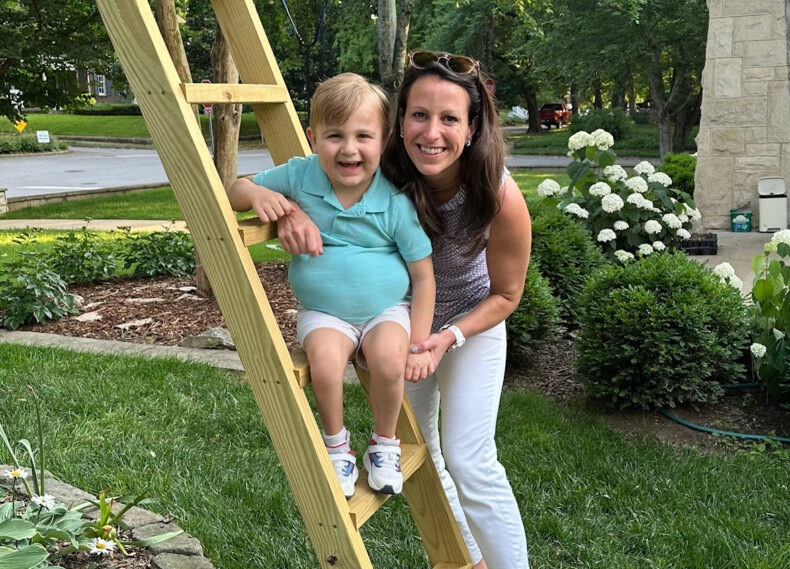 Margaret Drewes and her son, Everett, at home after recovering from their surgeries.