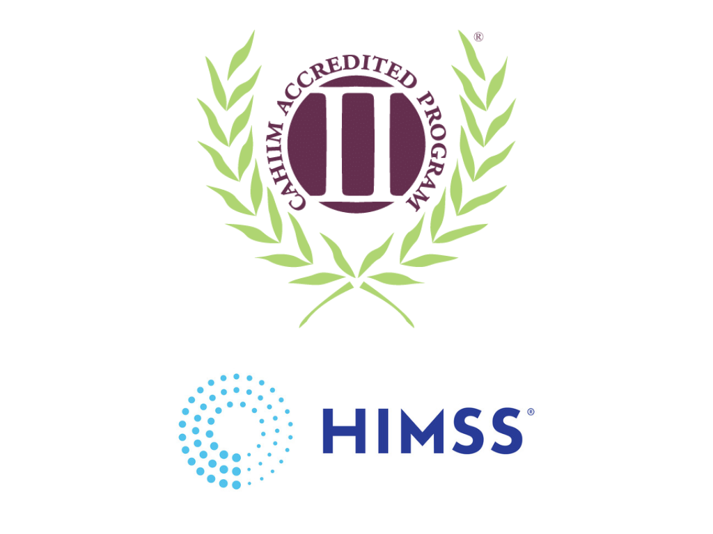 Logos of CAHIIM and HIMSS