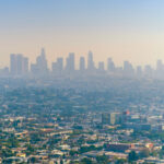 a smoggy city skyline