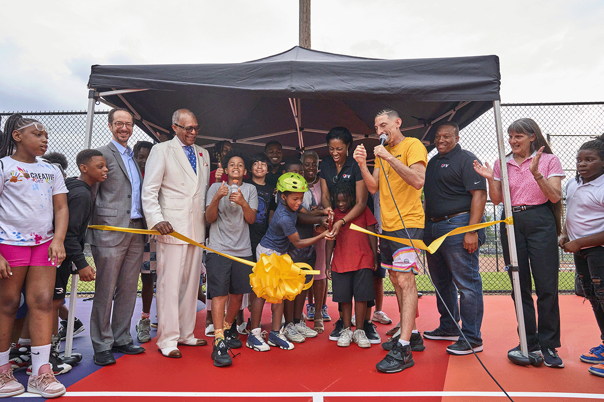 ribbon cutting at a community event