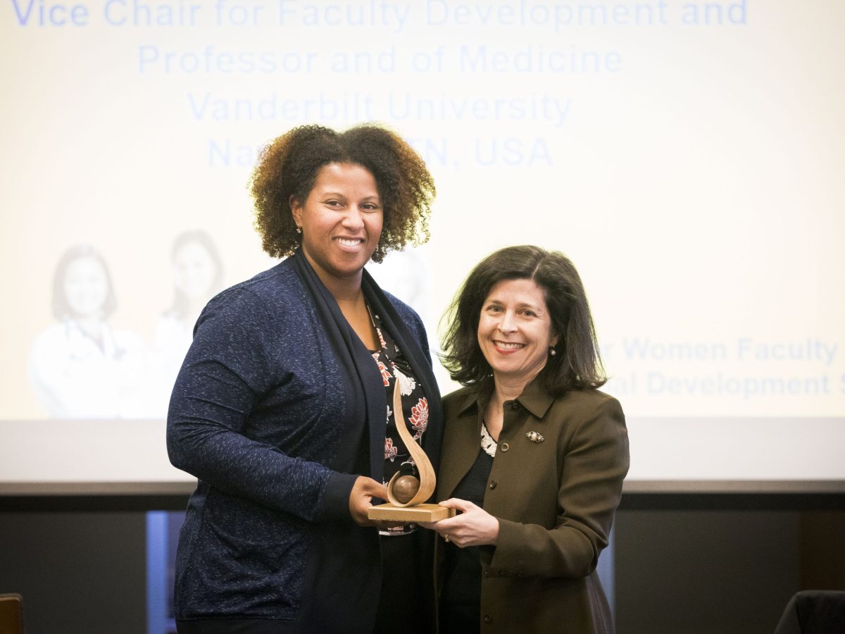 2019 recipient of the Margaret Cuninggim Women’s Center Mentorship Award, Renã Robinson, and director, Rory Dicker.