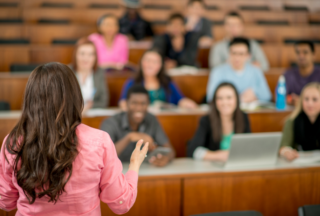 Faculty teaching to lecture hall