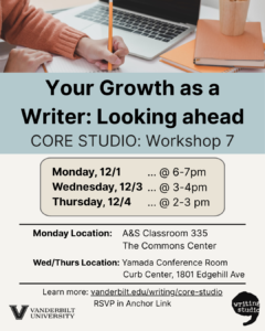 graphic showing the dates of workshop 7