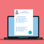 graphical drawing of a quiz on a laptop