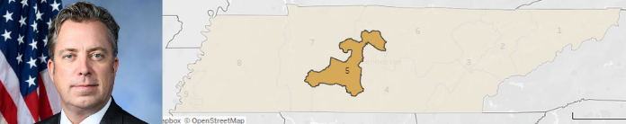 Rep. Andy Ogles, map of TN Congressional district 5
