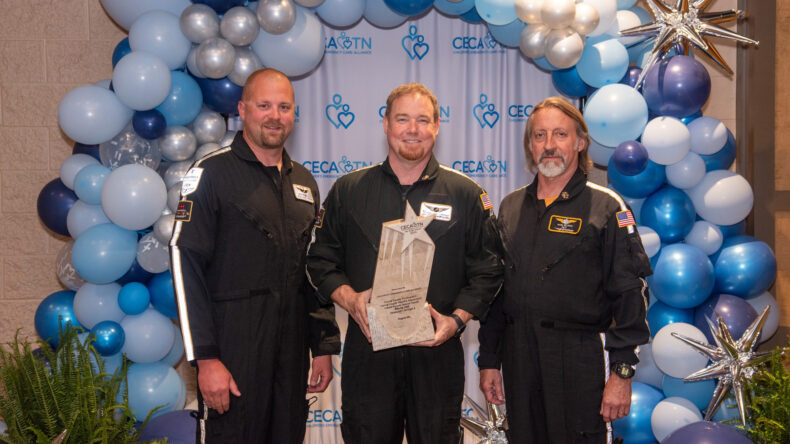 From left are LifeFlight’s Lyle Holmes, Chad Hollingsworth, RN, and Mark Dittrich.