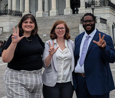 Vanderbilt students Laurel Bellocchio, Audrey Arner and Logan Northcutt outside the U.S. Capitol