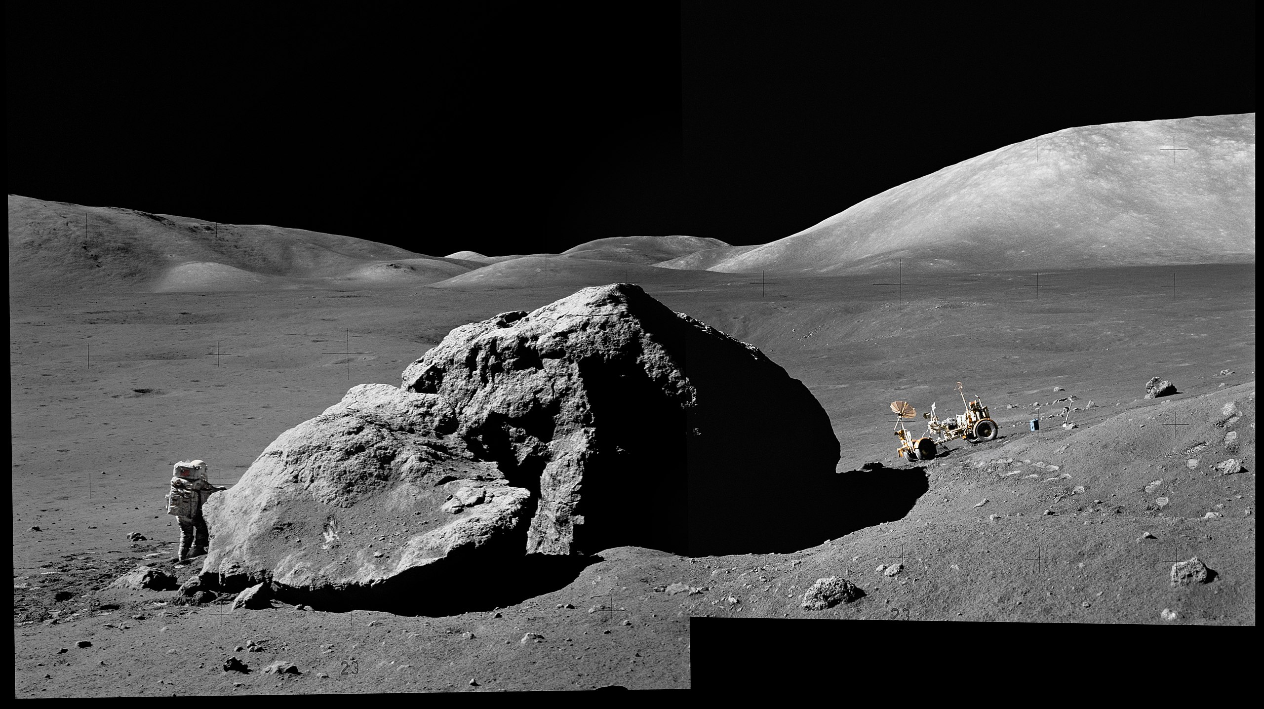 A photo of astronaut on the lunar surface.