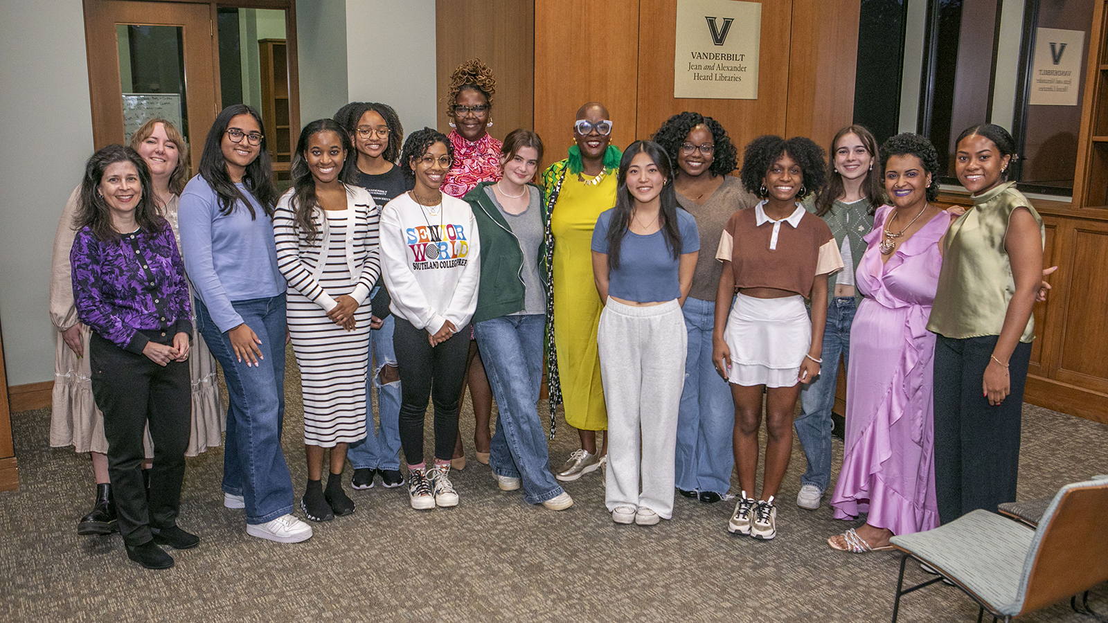 students standing outside women's center