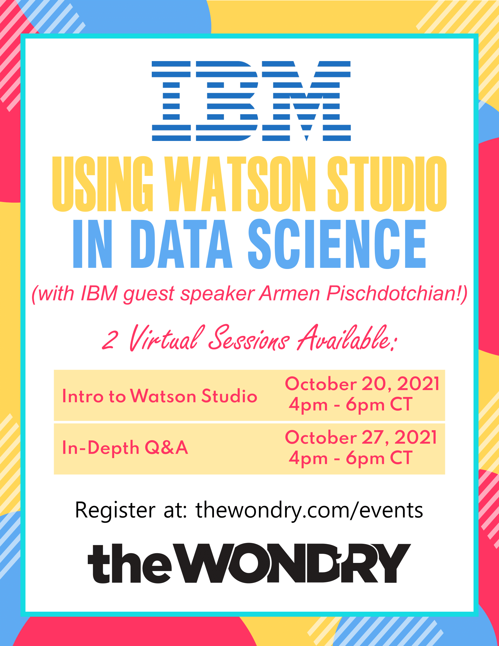 Using Watson Studio Workshop flyer
