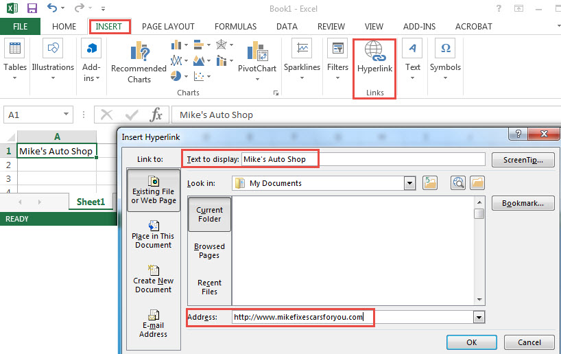 Creating Accessible Hyperlinks - Text to Display and Address