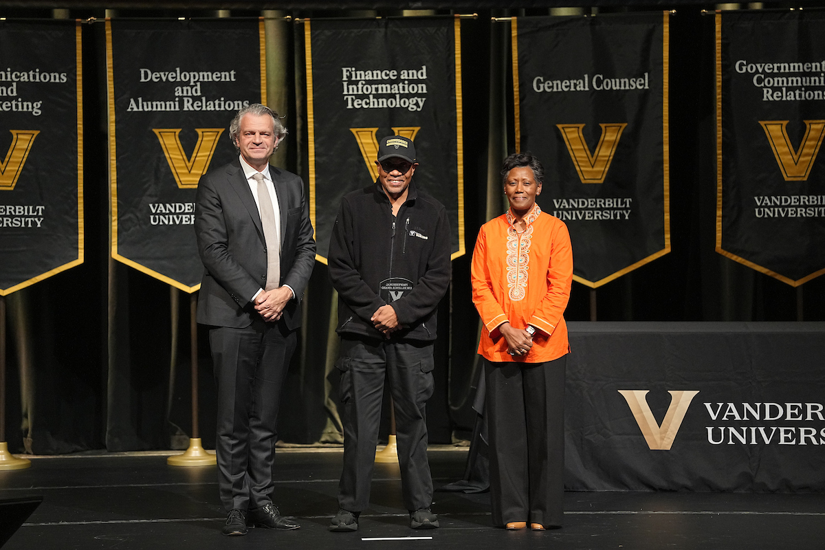 Pictured: Chancellor Daniel Diermeier, James Knight, Sydney Savion (Vanderbilt University)