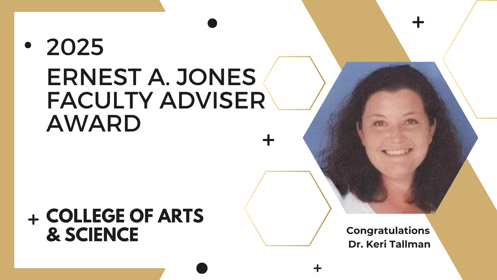 Tallman receives a 2025 Ernest A. Jones Faculty Adviser Award