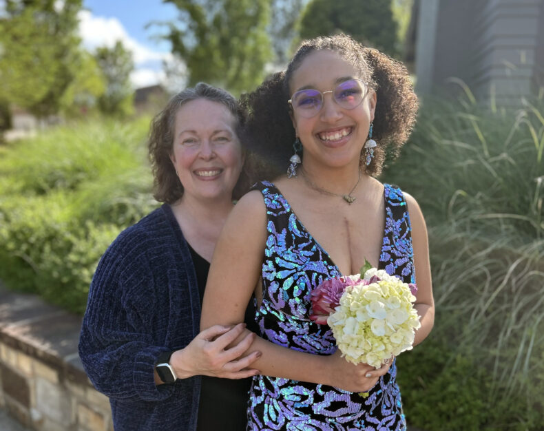 Patient Zoe Forman, right, and her mother, Heather Rossomme, back home in Alabama after Zoe’s surgery.