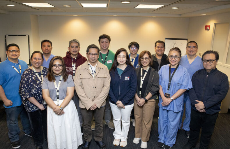 Team members visiting Vanderbilt from the Philippine Heart Center included (front row, from left) Melissa Morala-Caranto, MD, Apreel Marie Noble, MD, Avenilo L. Aventura Jr., MD, Emily Aventura, MD, Carina Dipasupil, MD, Liberty Yaneza, MD, Christopher Cheng, MD, (back row, from left) Christopher Ian Joseph De Guzman, RN, Ryan Andal, MD, Dennis de Asis, MD, Karl Derrick Sia, MD, Liza Santiago, RN, Earvin Jon Abaño, RN, and Edgar Tuazon, MD. (photo by Susan Urmy)