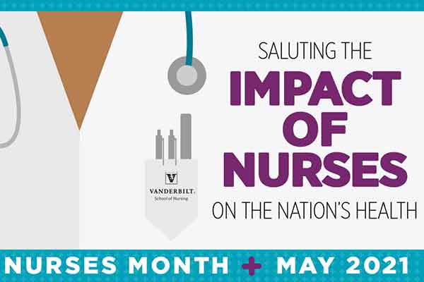 Illustration of a nurse in white coat. Text reads: Saluting the Impact of Nurses on the Nation's Health